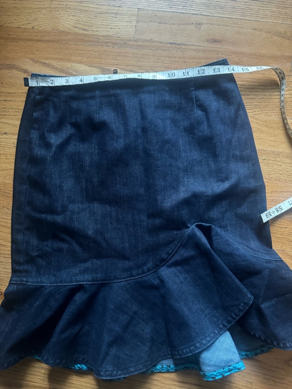 Leifsdottir Dark Blue Asymmetrical Denim Skirt with Ruffle size 2 - Picture 10 of 10
